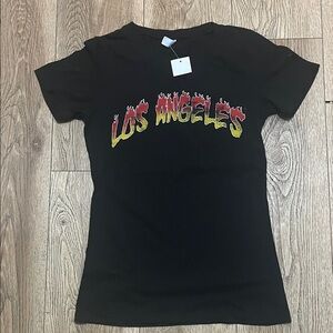Los Angeles Flame Graphic Black Muscle Tee - Women's